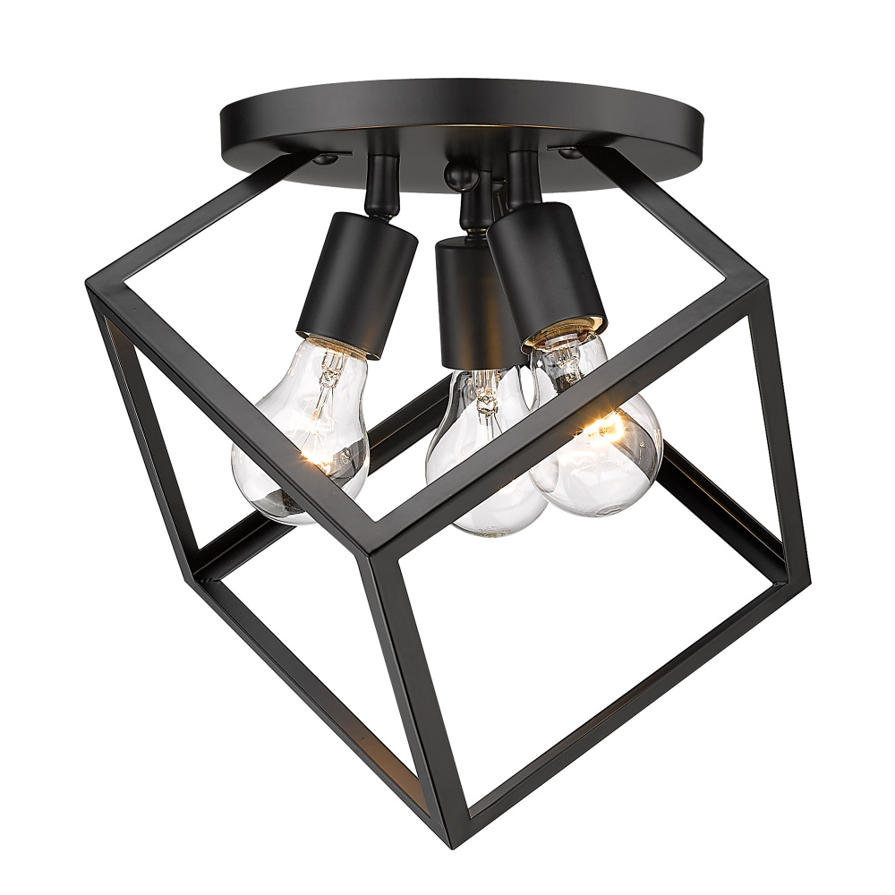 Golden Lighting Cassio 3-light Semi-Flush Mount in Matte Black